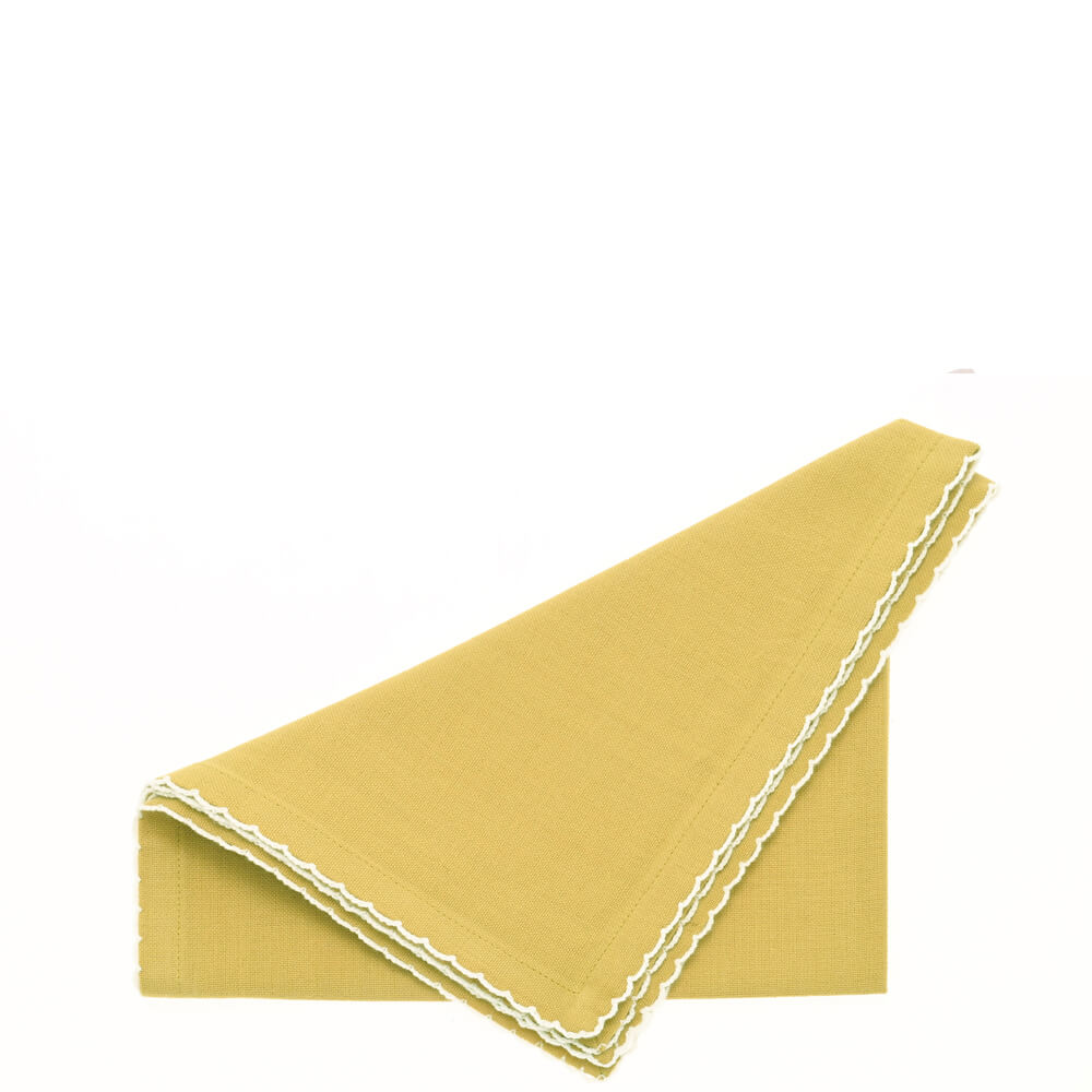 Walton & Co Set of 4 Lemon Scalloped Napkins